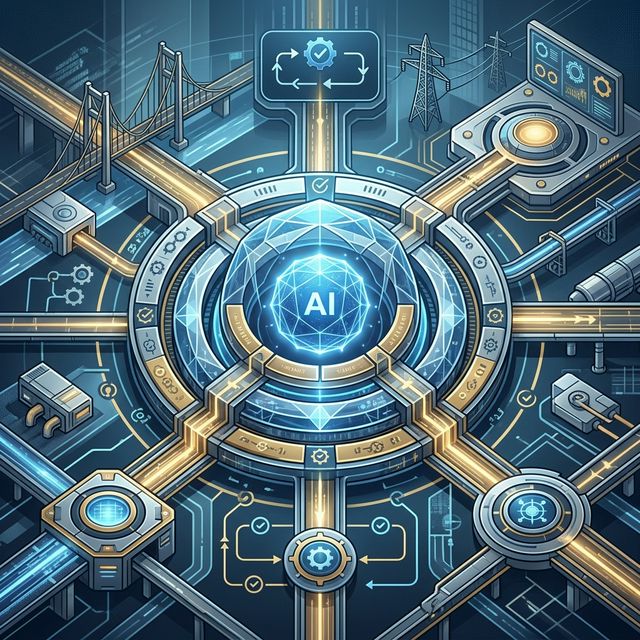 Trustworthy AI Infrastructure - abstract visualization showing AI models wrapped in human control and oversight loops